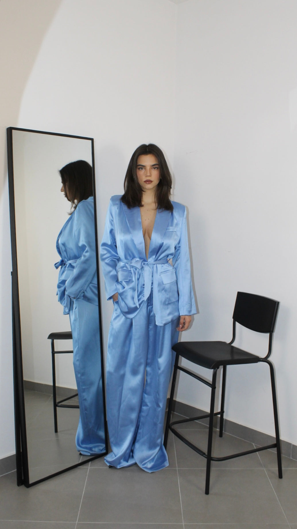 Tailleur Satin - Azzurro