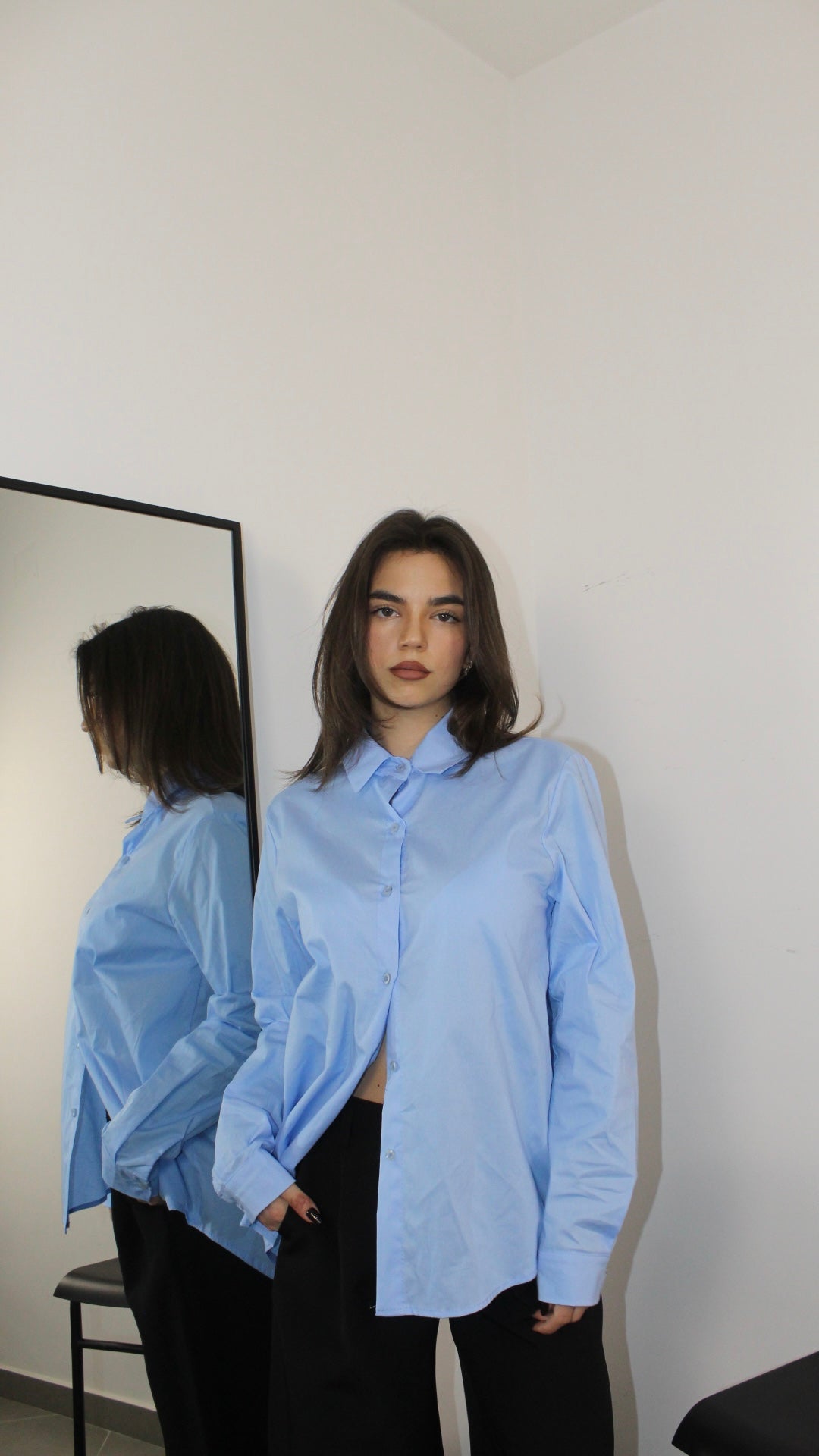 Camicia Basic Lunga - Azzurro